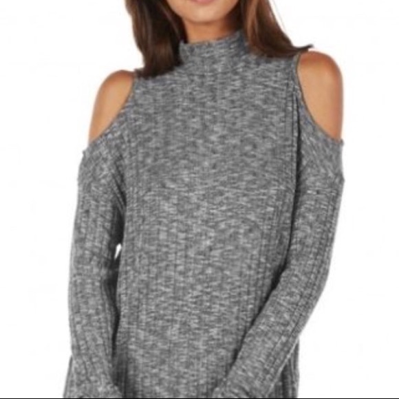 - gray american eagle open shoulder fitted top B15 - Picture 2 of 5